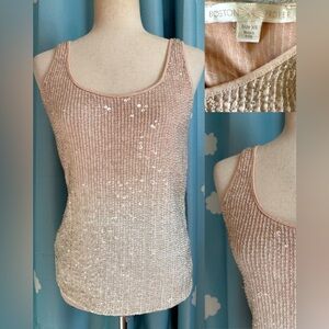 Boston Proper Ombre beaded pink top- XS